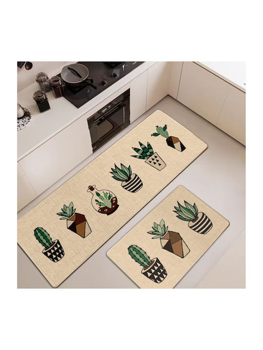 Mc Decor Cactus Rectangular Kitchen Mat with Non-Slip Backing 50x80cm