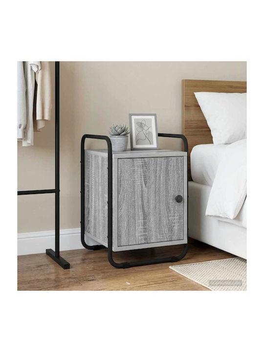 Wooden Bedside Table with Metal Legs Grey 35x36...