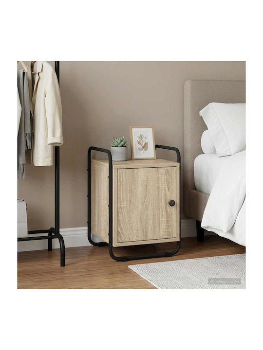 Wooden Bedside Table with Metal Legs Beige 35x3...