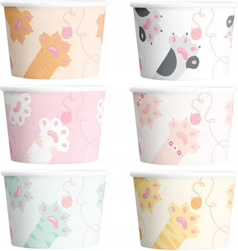 Colorful Cat Paws Ice Cream Snack Cups 150ml 6pcs