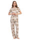 Kezokino Summer Women's Beige Pyjama Set