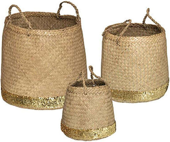 Atmosphera Καλάθι Αποθήκευσης Bamboo Μπεζ 3τμχ