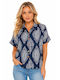 Short Sleeve Women's Shirt Blue SS-JS7207-26SH-Blue