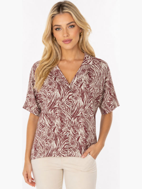 Short Sleeve Women's Shirt Dark Pink SC-ST23-3001-26SH-PINK
