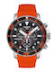 Tissot Мъжки Часовник 45.5mm Хронограф На Батерия С Оранжев Каучуков Каишка