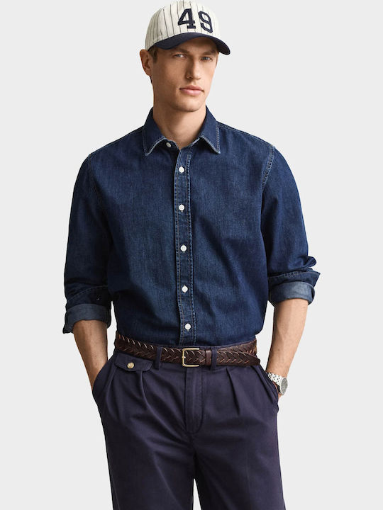 Short Sleeve Shirt in Regular Fit Dark Aged Denim