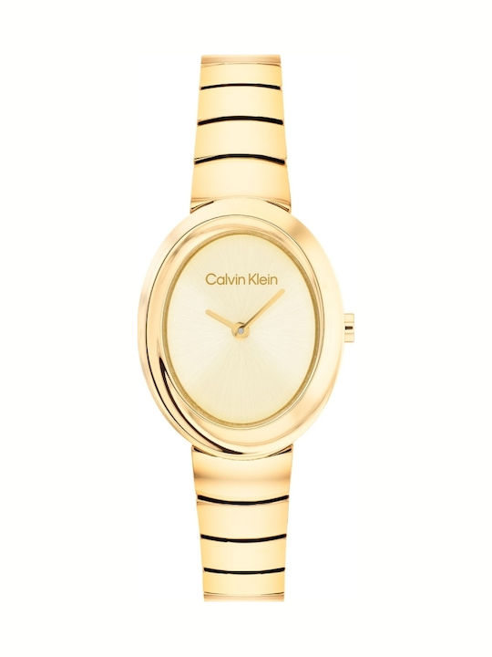 Calvin Klein Twisted Bezel Ceas Dama 24mm Cu Baterie Cu Brățară Metalică Aurie