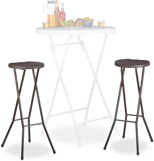 Metallic Outdoor Bar Stool Dark Brown 2 Pieces 29x29x80cm