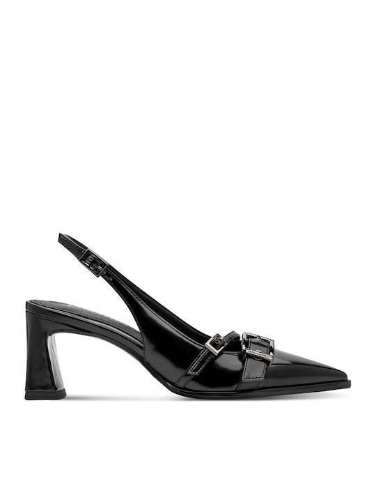 Leder Pumps mit Spitze Zehe Mit Mittelhohem Absatz Schwarz