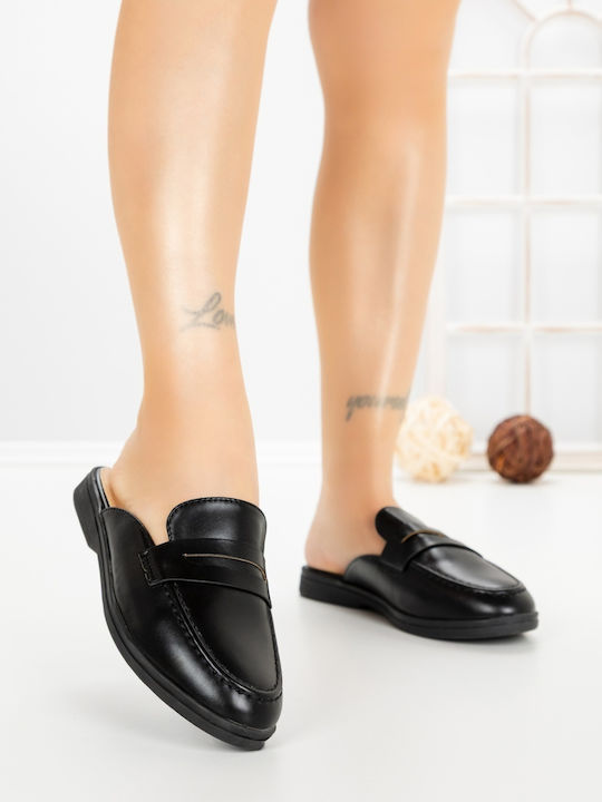 Pantofi Mules Dama Flat Negru Culoare Full Face