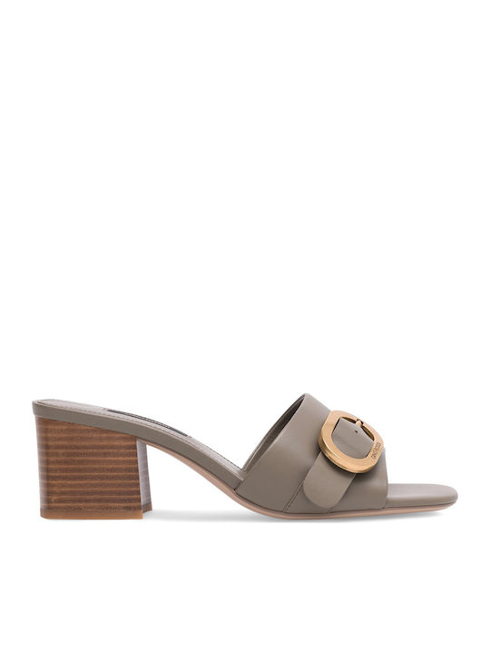 Gino Rossi Mules With Heel In Khaki Colour