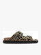 Double Buckle Strap Women's Flat Sandals Flatforms Brown