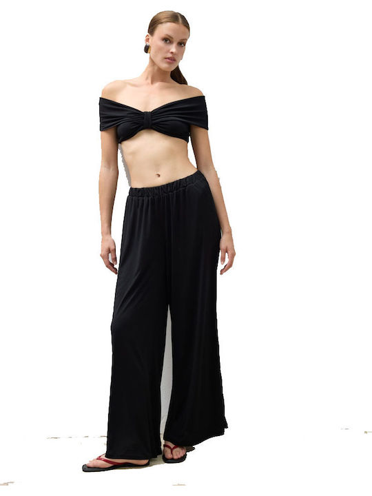 Women's Pantaloons with Rubber Band in Loose Fit Black