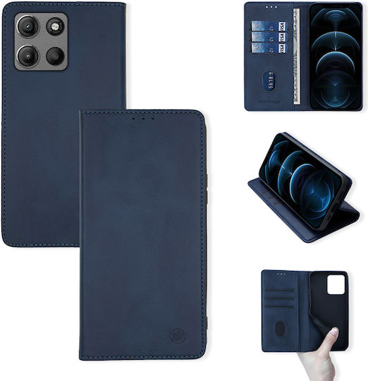 Vintage Magnet Wallet Case Sonique Motorola Moto G15 4G Moto G15 Power Dark Blue