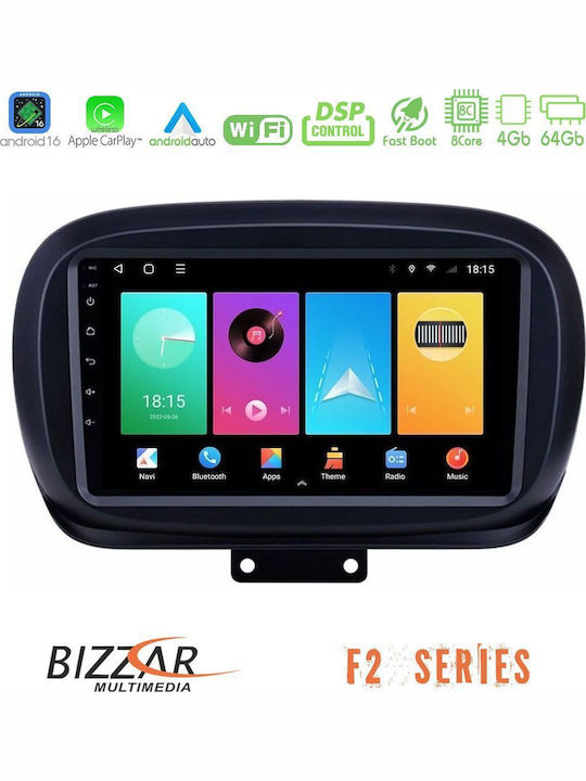 Bizzar Car Audio System for Fiat 500X 2015-2020 Bluetooth USB WiFi GPS Apple CarPlay Android Auto with 9" Touch Screen