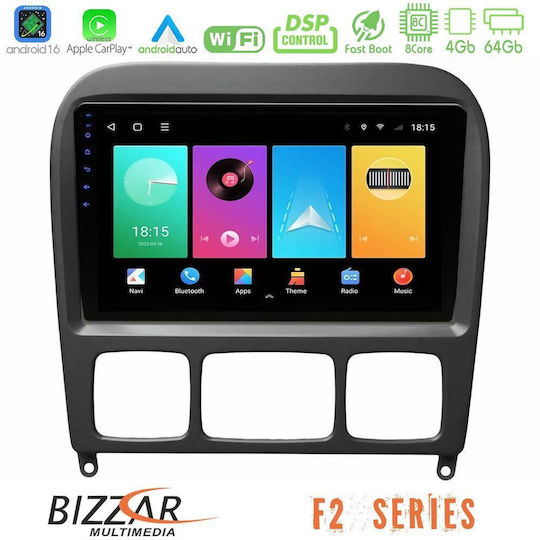 Bizzar Car Audio System for Mercedes-Benz S Class 1999-2004 Bluetooth USB WiFi GPS Apple CarPlay Android Auto with 9" Touch Screen