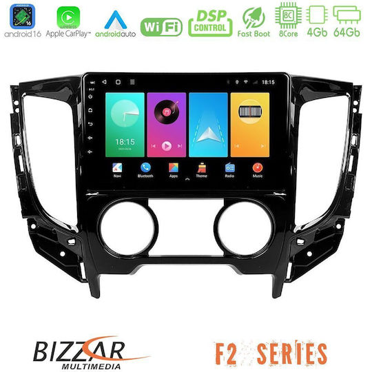 Bizzar Car Audio System for Fiat Fullback Mitsubishi L200 2016 with A/C Bluetooth USB WiFi GPS Apple CarPlay Android Auto with 9" Touch Screen