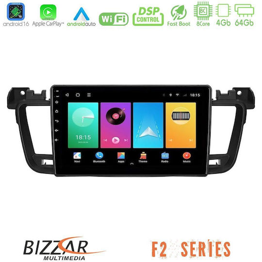 Bizzar Ηχοσύστημα Αυτοκινήτου για Peugeot 508 2010-2018 (Bluetooth/USB/WiFi/GPS/Apple-Carplay/Android-Auto) με Οθόνη Αφής 9"