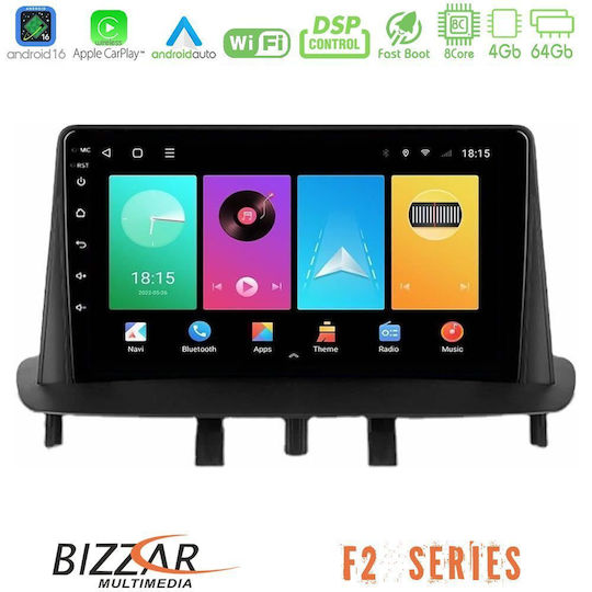Bizzar Ηχοσύστημα Αυτοκινήτου για Renault Megane 2009-2013 (Bluetooth/USB/WiFi/GPS/Apple-Carplay/Android-Auto) με Οθόνη Αφής 9"