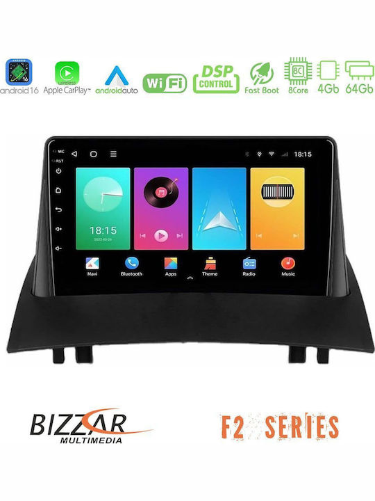 Bizzar Car Audio System for Renault Megane 2002-2008 Bluetooth USB WiFi GPS Apple CarPlay Android Auto with 9" Touch Screen
