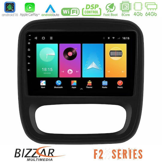 Bizzar Ηχοσύστημα Αυτοκινήτου για Opel Vivaro Fiat Talento Renault Trafic Nissan NV300 2025-2026 με A/C (Bluetooth/USB/WiFi/GPS/Apple-Carplay/Android-Auto) με Οθόνη Αφής 9"