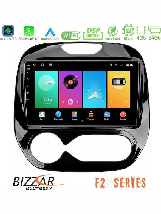 Bizzar Car Audio System for Renault Captur 2013-2019 with Clima Bluetooth USB WiFi GPS Apple CarPlay Android Auto with 9" Touch Screen