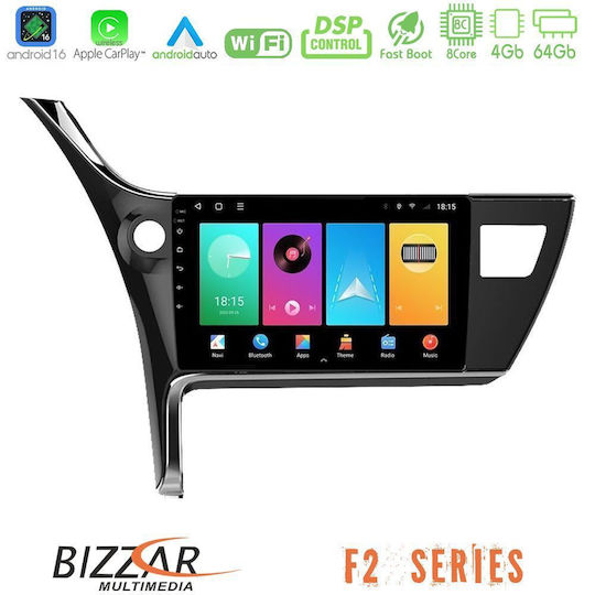 Bizzar Car Audio System for Toyota Corolla / Auris 2017-2018 (Bluetooth/USB/WiFi/GPS/Apple CarPlay/Android Auto) with 10" Touch Screen