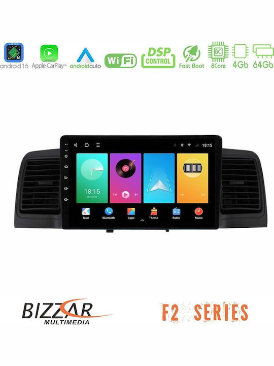 Bizzar Car Audio System for Toyota Corolla 2002-2006 Bluetooth USB WiFi GPS Apple CarPlay Android Auto with 9" Touch Screen