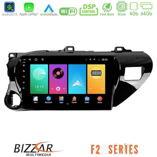 Bizzar Car Audio System for Toyota Hilux 2017-2021 Bluetooth USB WiFi GPS Apple CarPlay Android Auto with 10" Touch Screen