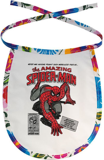 Koupakoupa Spiderman The Amazing Waterproof Baby Bib Made Of 100% Cotton With Lace Band Colored