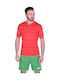 Zeus Kit Omega Herren Sportset Rot Grün Polyester V-Ausschnitt Jersey & Shorts