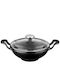 Lava Lava Wok aus Gusseisen mit Deckel mit Emaille Innenbeschichtung 16cm