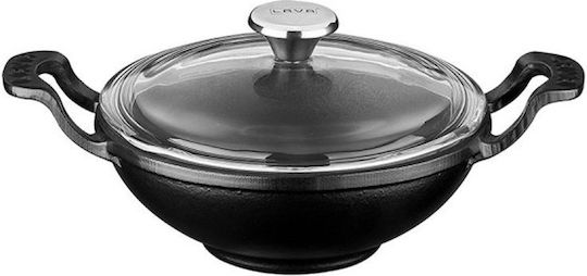 Lava Wok Cast Iron with Lid with Enamel Coating 16cm