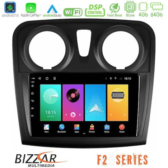 Bizzar Ηχοσύστημα Αυτοκινήτου για Dacia Dokker 2014-2021 (Bluetooth/USB/WiFi/GPS/Apple-Carplay/Android-Auto) με Οθόνη Αφής 9"