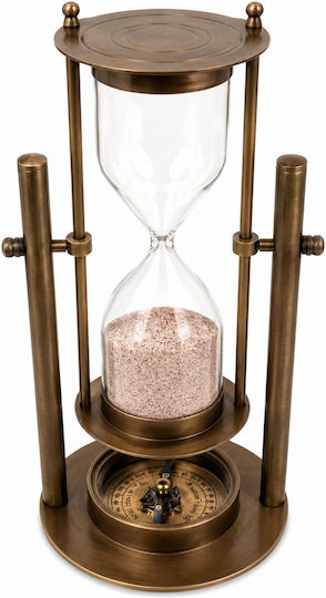 Κλεψύδρα "chronos Navigator" Πυξίδα Αντικέ Μπρονζέ – Διακοσμητική Επιτραπέζια 10.5x20cm