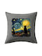 Koupakoupa Sofa Cushion Starry Night Cat 100% Cotton Grey 50x50cm
