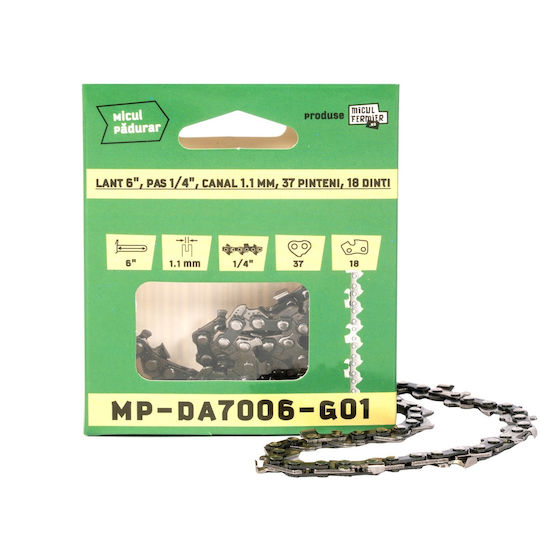 Lanț Drujbă Micul Padurar Lungime 6'' Pas 1/4'' Grosime 1.1mm 37 Tăietori 18 Dinți Semi-știft