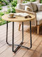 Metal Table for Small Outdoor Spaces Natural Wood 48x48x51cm