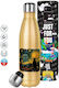 Koupakoupa Starry Night Cat Stainless Steel Thermos Bottle 500ml Glitter Gold with Straw