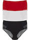Hohe Taille Damen-Slips 3er Pack mit Spitze Baumwolle