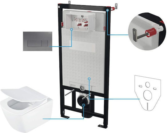 Deante Wall Mounted Plastic Toilet Flush Rectangular Low Pressure