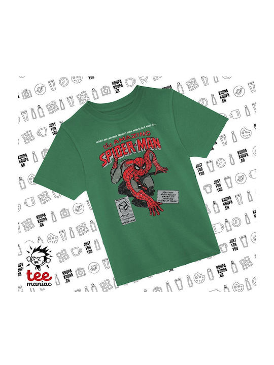 Tee Maniac Kinderoberteile T-Shirt Grün Spiderm...