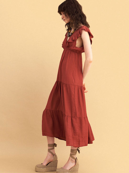 attrattivo Summer Midi Evening Dress with Ruffl...