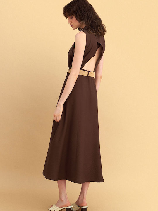 attrattivo Sommer Midi Damenkleid Braun