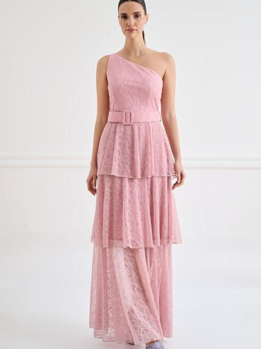 Desiree Maxi Dress with Ruffles Pink