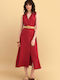 Sommer Midi Damenkleid Ärmellos Rote 9924569-ROT