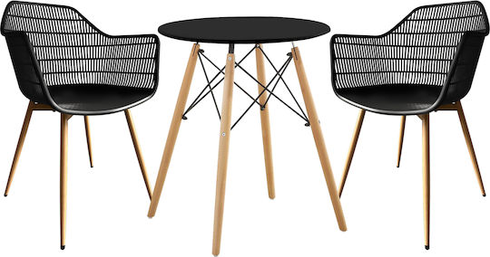 Dining Room Set Raptor with 2 Chairs 60x60cm