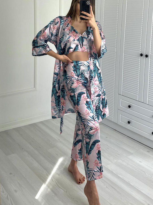 Sommerliches Damen-Schlafanzug-Set Satin