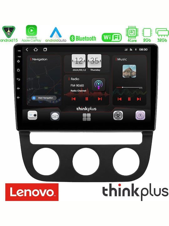 Lenovo Car Audio System for Volkswagen Jetta with A/C (Bluetooth/USB/AUX/WiFi/GPS/Apple CarPlay/Android Auto) with 10" Touch Screen