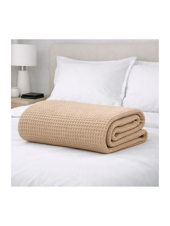 Adam Home Waffle Κουβέρτα Πικέ Υπέρδιπλη 225x240εκ. Capuccino